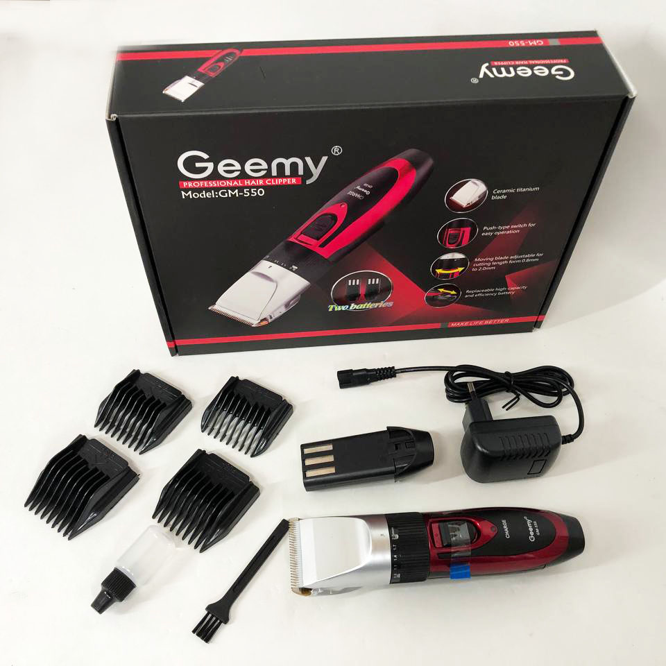 Професійна машинка для стрижки волосся GEMEI GM-550 з двома акумуляторами, бритва‑триммер для бороди