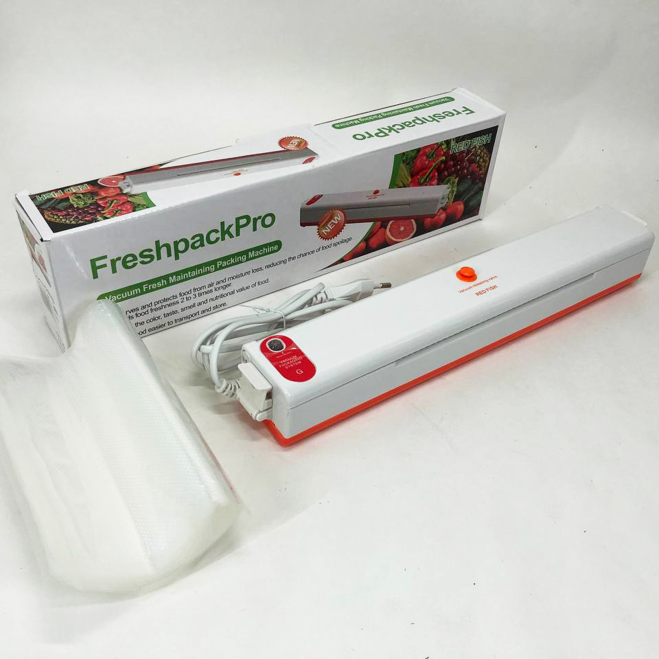 Вакууматор Freshpack Pro вакуумний пакувальник їжі, побутовий. Колір помаранчевий