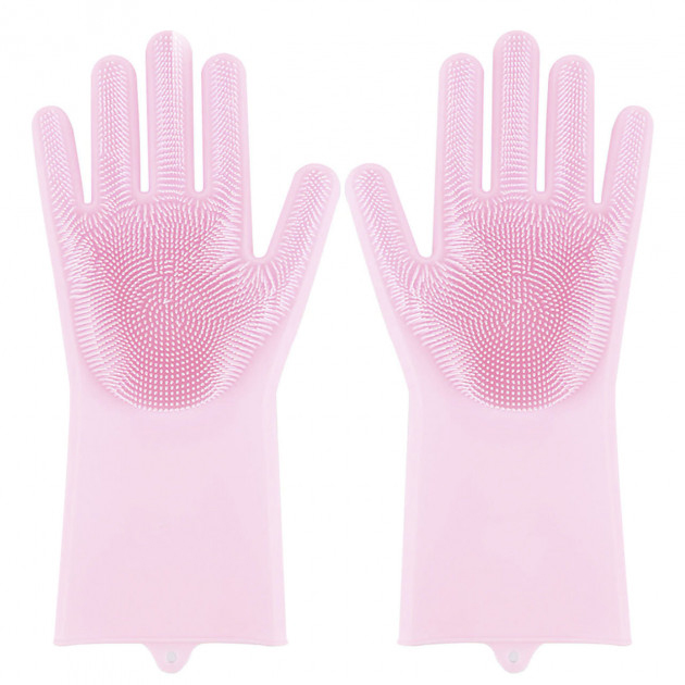 Силіконові рукавички Magic Silicone Gloves Pink для прибирання, чистки, миття посуду для будинку. Колір рожевий