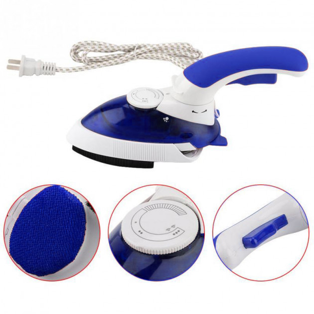 Відпарювач Mini Steam Iron HT-558B, праска електрична парова, парова праска для одягу. Колір: синій