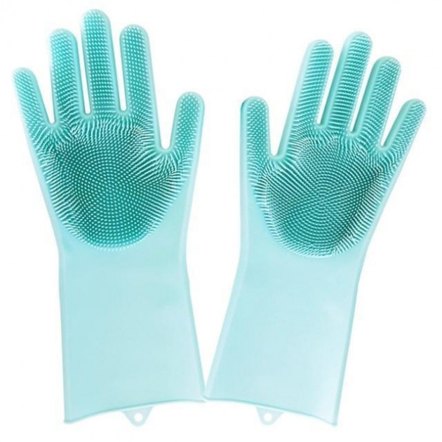 Силіконові рукавички Magic Silicone Gloves Pink для прибирання, чистки, миття посуду для будинку. Колір: бірюзовий