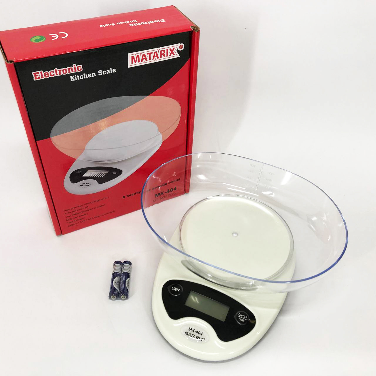 Ваги кухонні Matarix MX-404 електронні з чашею, до 7 кг, кухонні ваги для зважування продуктів
