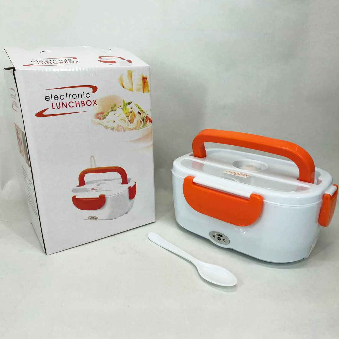 Ланч-бокс електричний з підігрівом Lunch Heater 220V Pro, контейнер для їжі з відсіками. Колір: помаранчевий