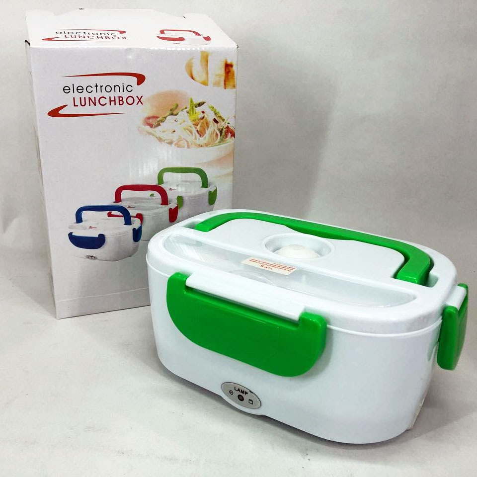 Ланч бокс електричний з підігрівом Lunch Heater 220 V Pro, термос для їжі для дітей. Колір: зелений