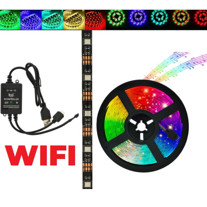 Світлодіодна стрічка SMD 5050 RGB LED 5 м IP65 з Bluetooth‑контролем, підключення 220 V