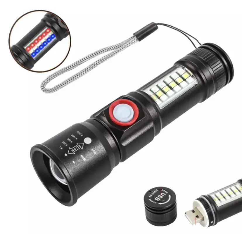 Ліхтар SY-1903C-P50+SMD+RGB Alarm, ЗУ USB, кишеньковий ліхтар із USB‑зарядкою, надпотужний ліхтарик