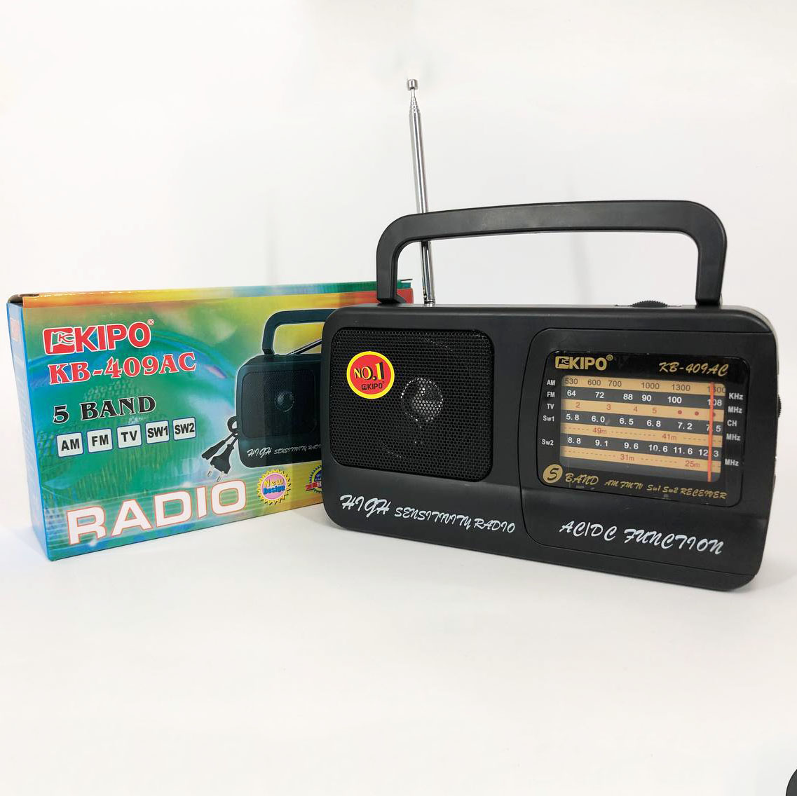 Радіоприймач Kipo KB-409AC потужний радіо FM з USB, живлення від батареї R20 або від мережі