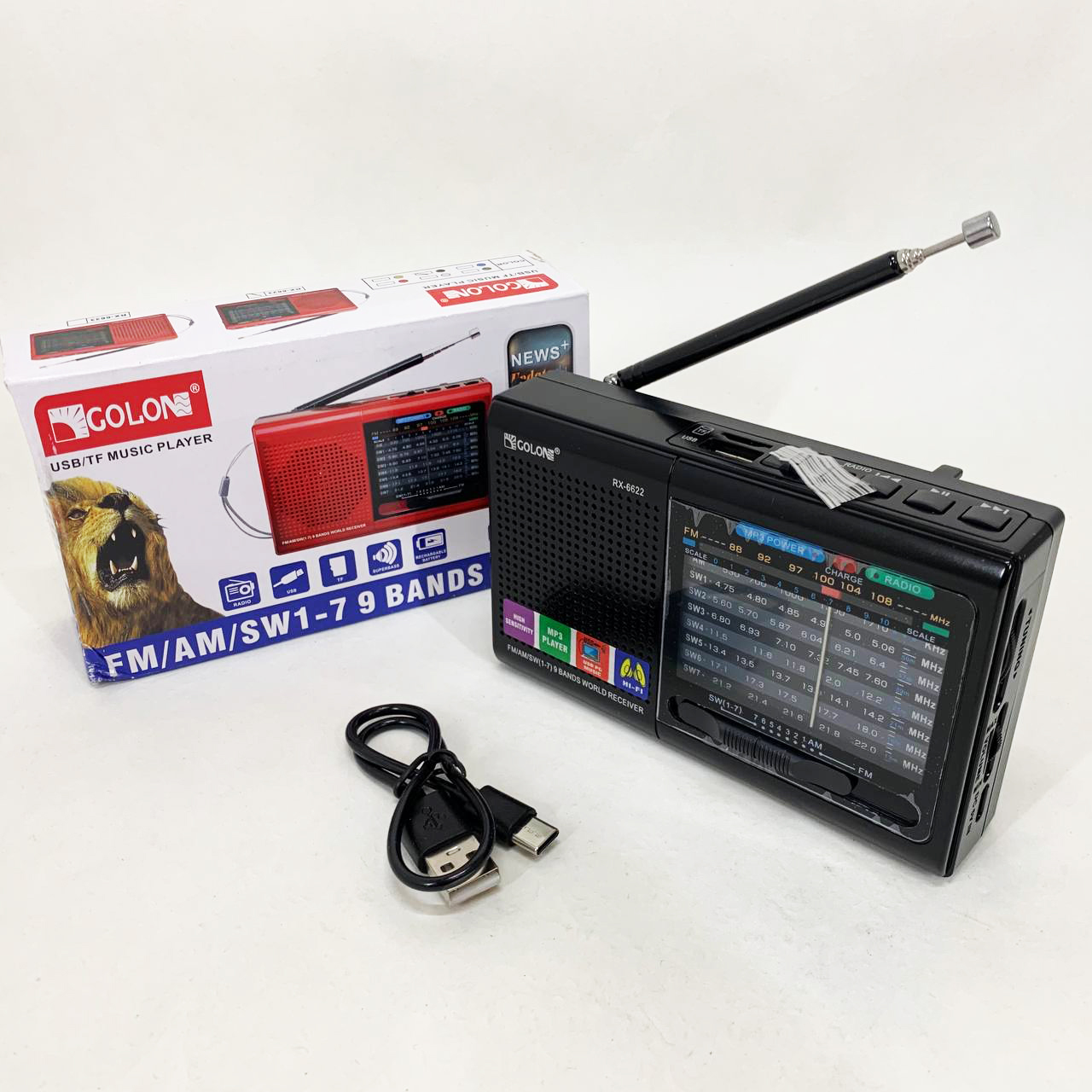 Портативний радіо‑стовпчик MP3 USB Golon RX‑6622 Black