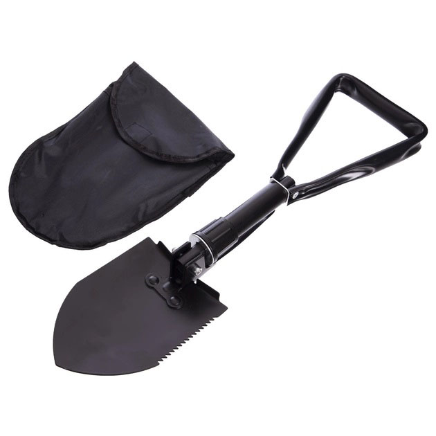 Лопата туристична багатофункціональна Shovel 009, міні‑лопата для кемпінгу, саперна. Колір: чорний
