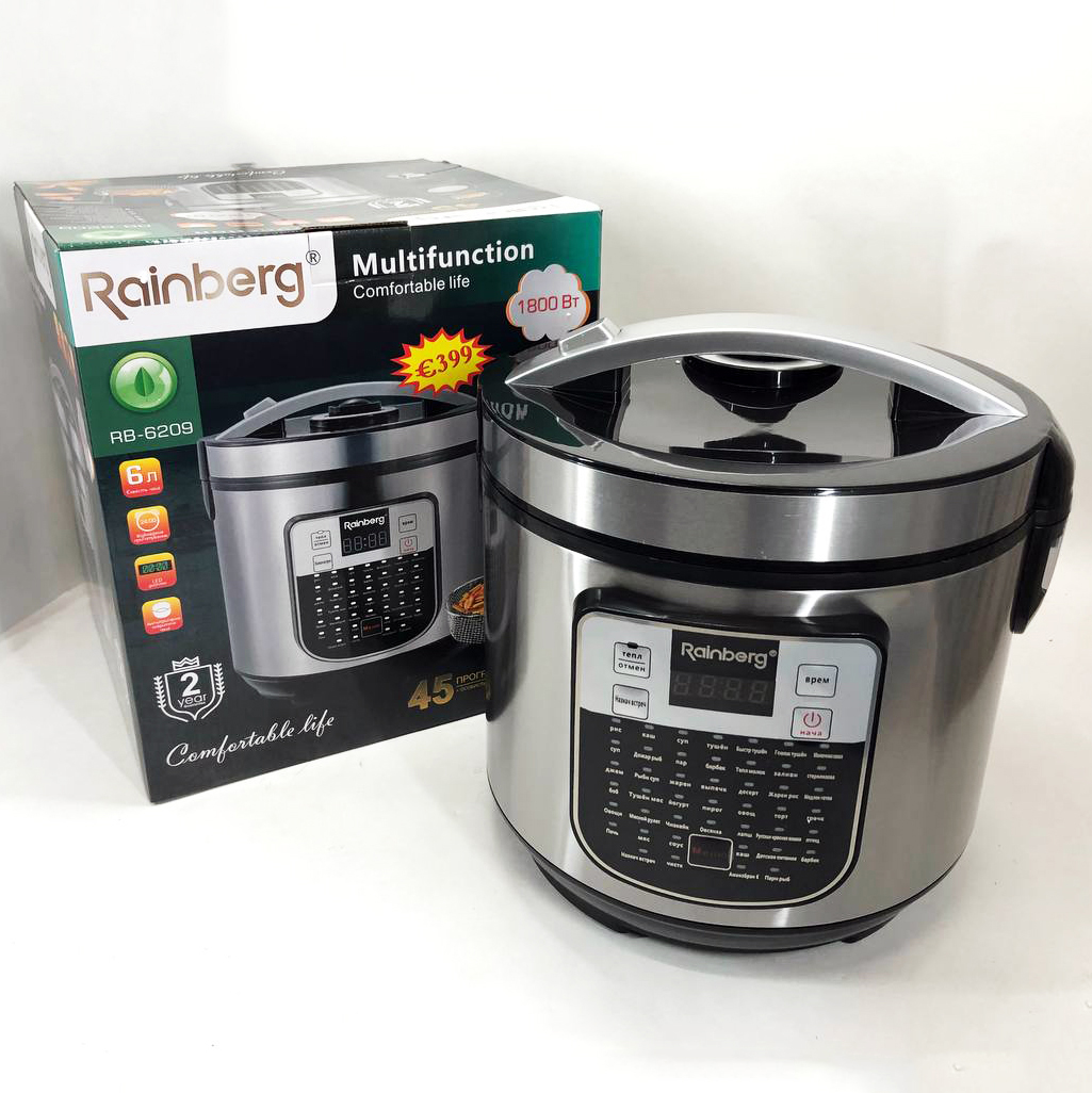 Мультиварка пароварка Rainberg RB-6209 45 програм 6 л 1000 Вт, сенсорна мультиварка-рисоварка