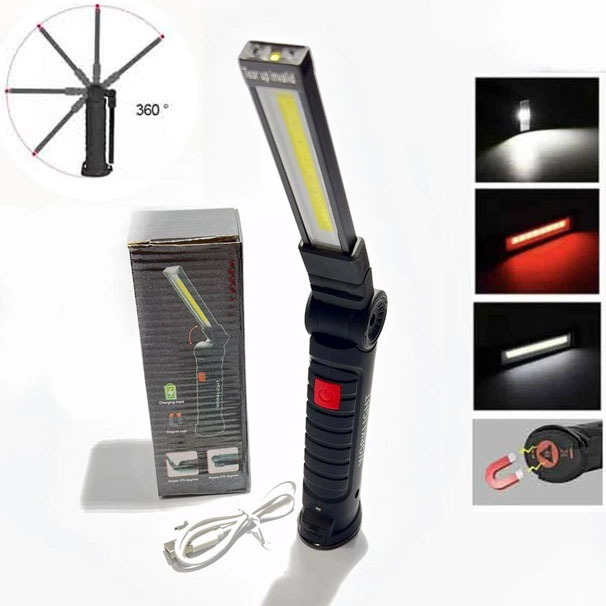 Світлодіодний ліхтар кемпінг W52 SMD + COB, червоний + білий, магніт, гачок, складний ліхтар