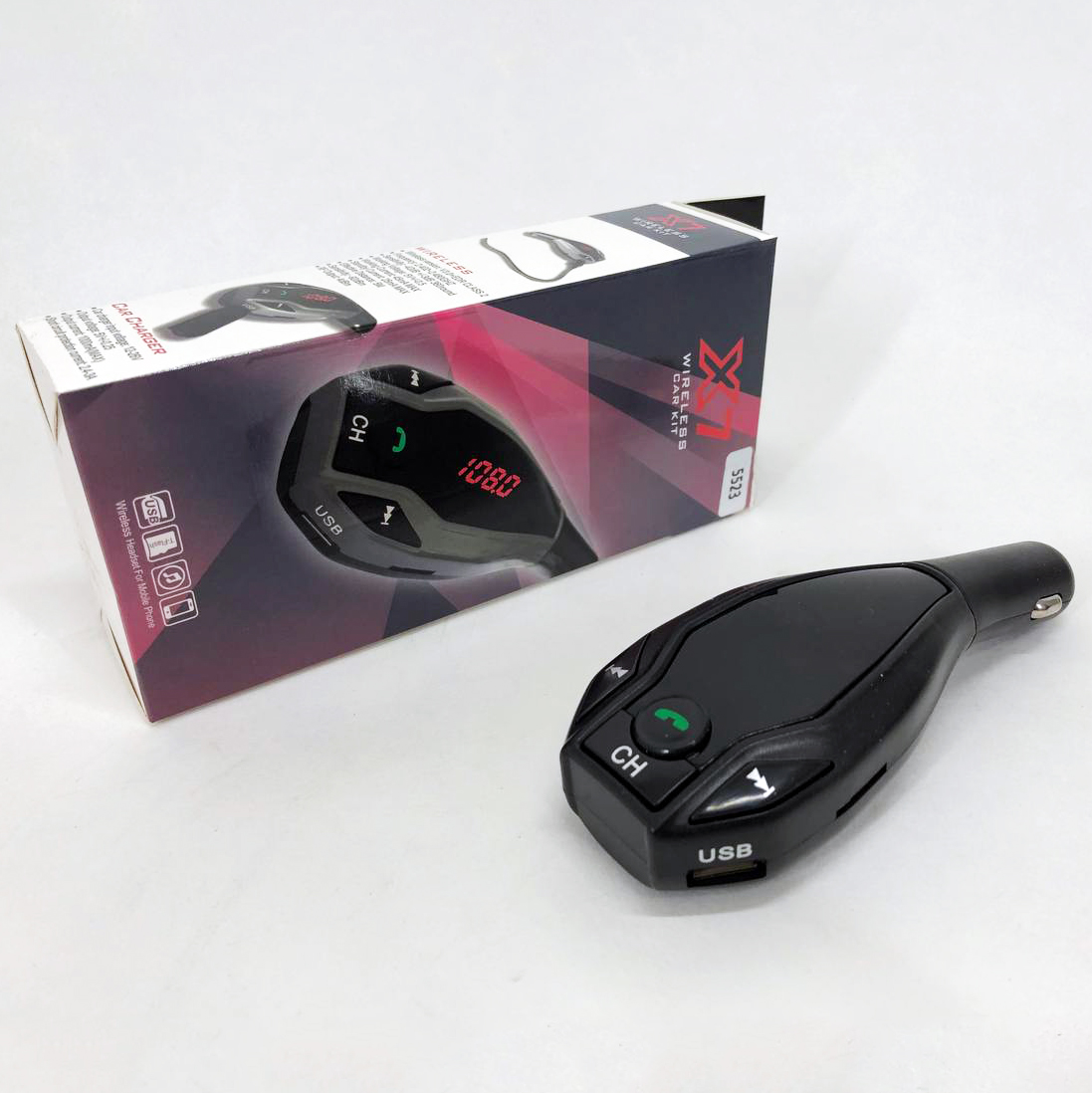 Автомобільний FM‑трансмітер MOD X7 BT, модулятор Bluetooth, золотий, FM‑модулятор у машину, колір: чорний