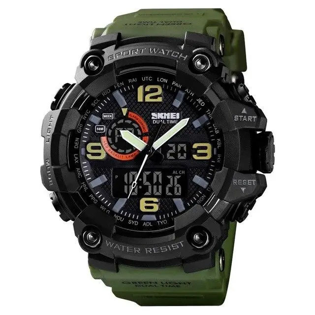 Годинник наручний чоловічий SKMEI 1520AG ARMY GREEN, військовий наручний годинник зелений. Колір: зелений