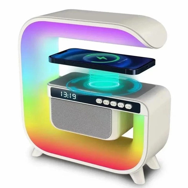 Нічний акумуляторний RGB‑G3 з бездротовою зарядкою 15 Вт і Bluetooth‑колонкою 3 Вт настільна смарт‑лампа