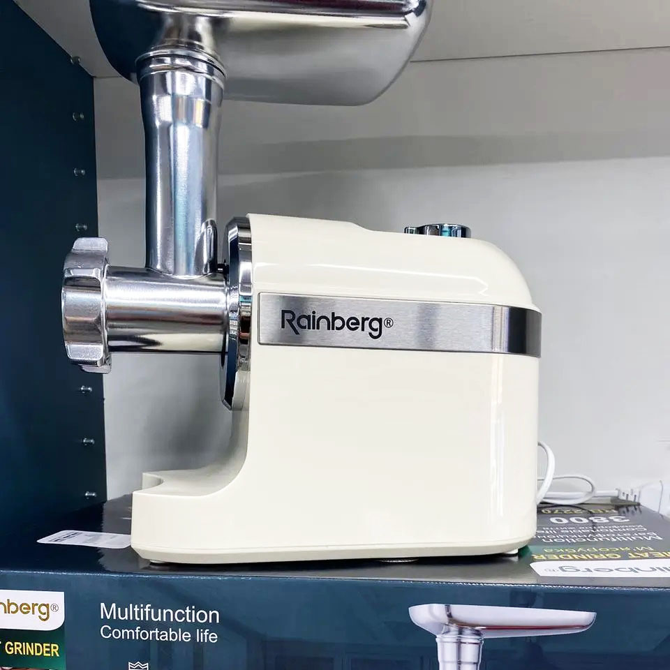 М'ясорубка Rainberg RB-2270 з реверсом та насадками для шинки та ковбас 3800W White