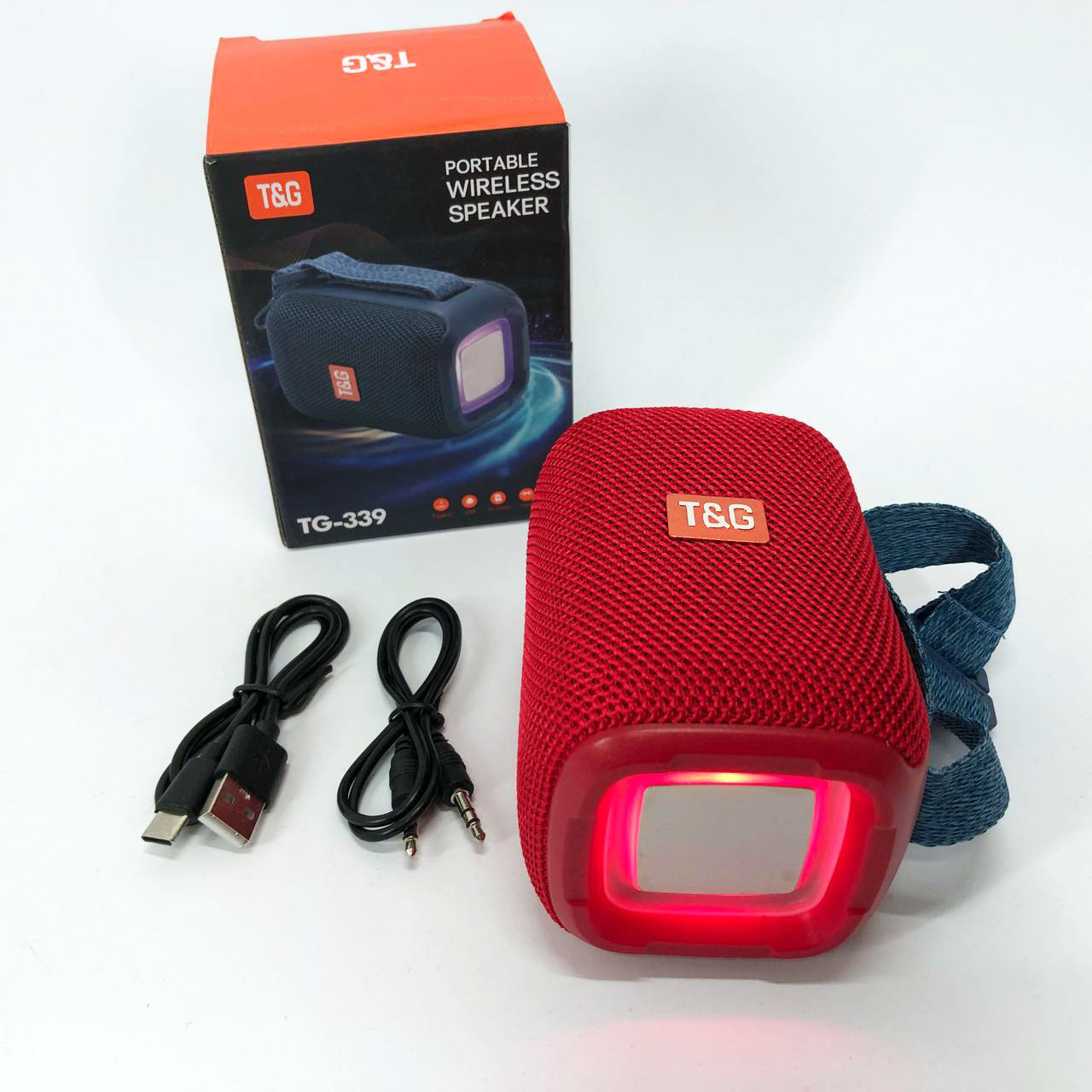 Портативна Bluetooth колонка TG339 5 Вт з RGB підсвічуванням, гучна Bluetooth колонка. Колір: червоний