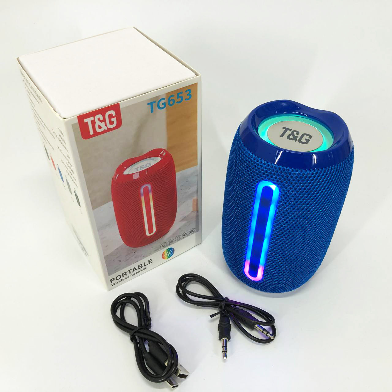 Портативна Bluetooth‑колонка TG653 USB з ремінцем, бездротова колонка потужна. Колір: синій