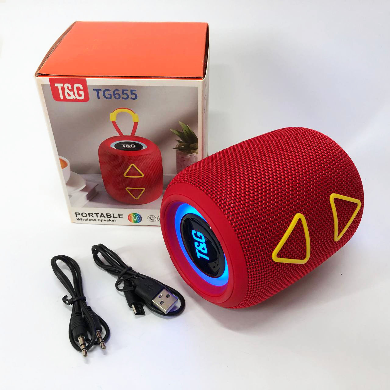 Портативна колонка TG655 5 Вт з RGB‑підсвічуванням та ремінцем, бездротова колонка потужна. Колір: червоний