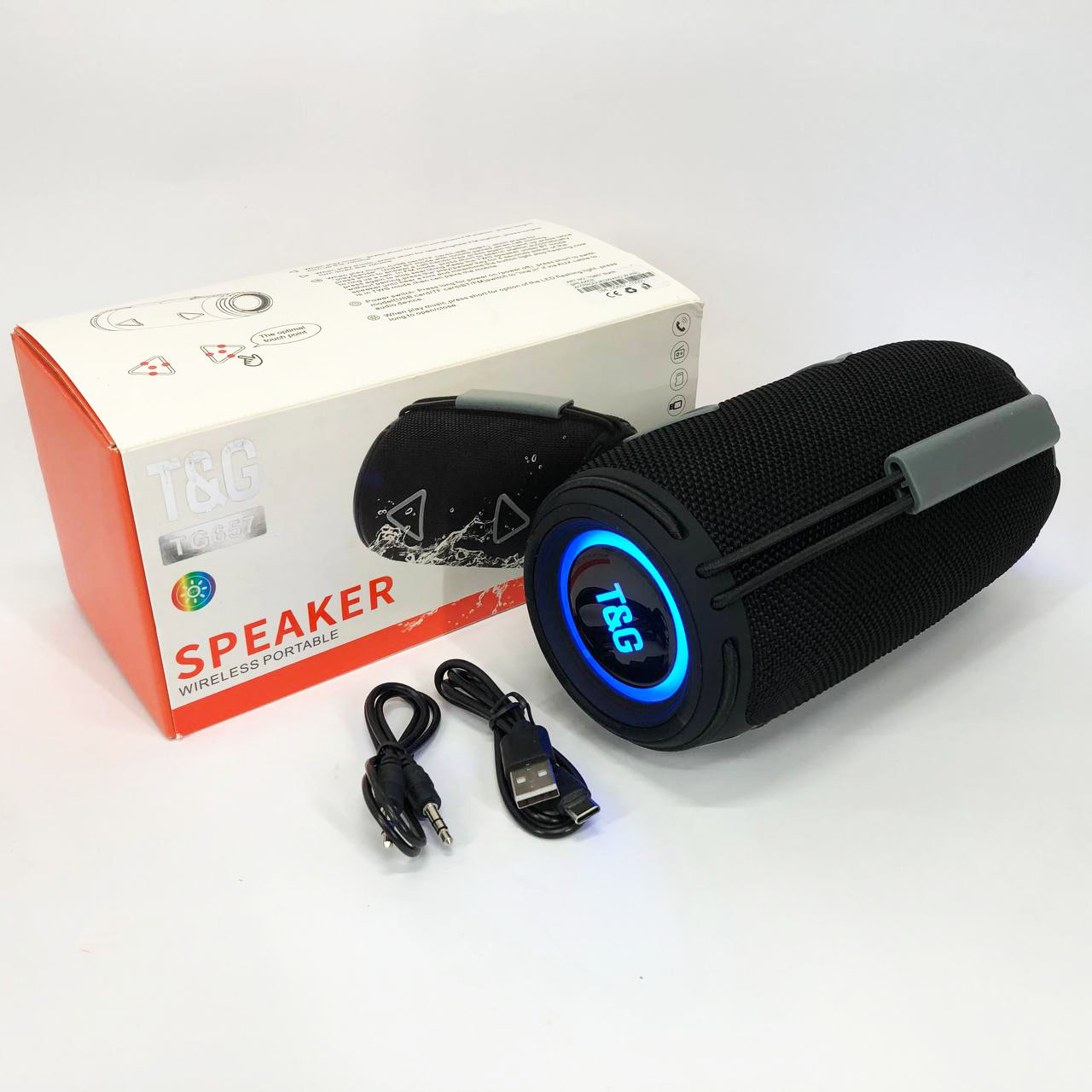 Bluetooth-колонка TG657 з RGB підсвічуванням 1500 mAh, Bluetooth колонка для гарної музики. Колір: чорний