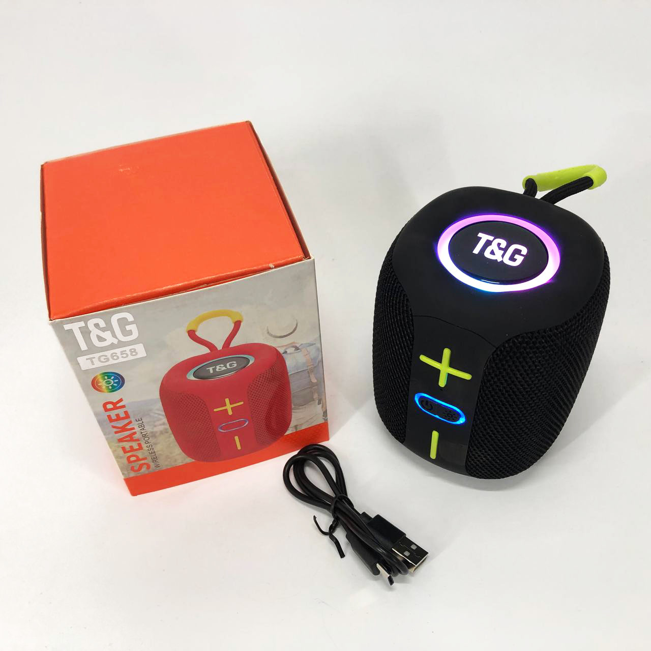 Портативна Bluetooth колонка TG658 8 Вт з RGB підсвічуванням, бездротова колонка потужна. Колір: чорний