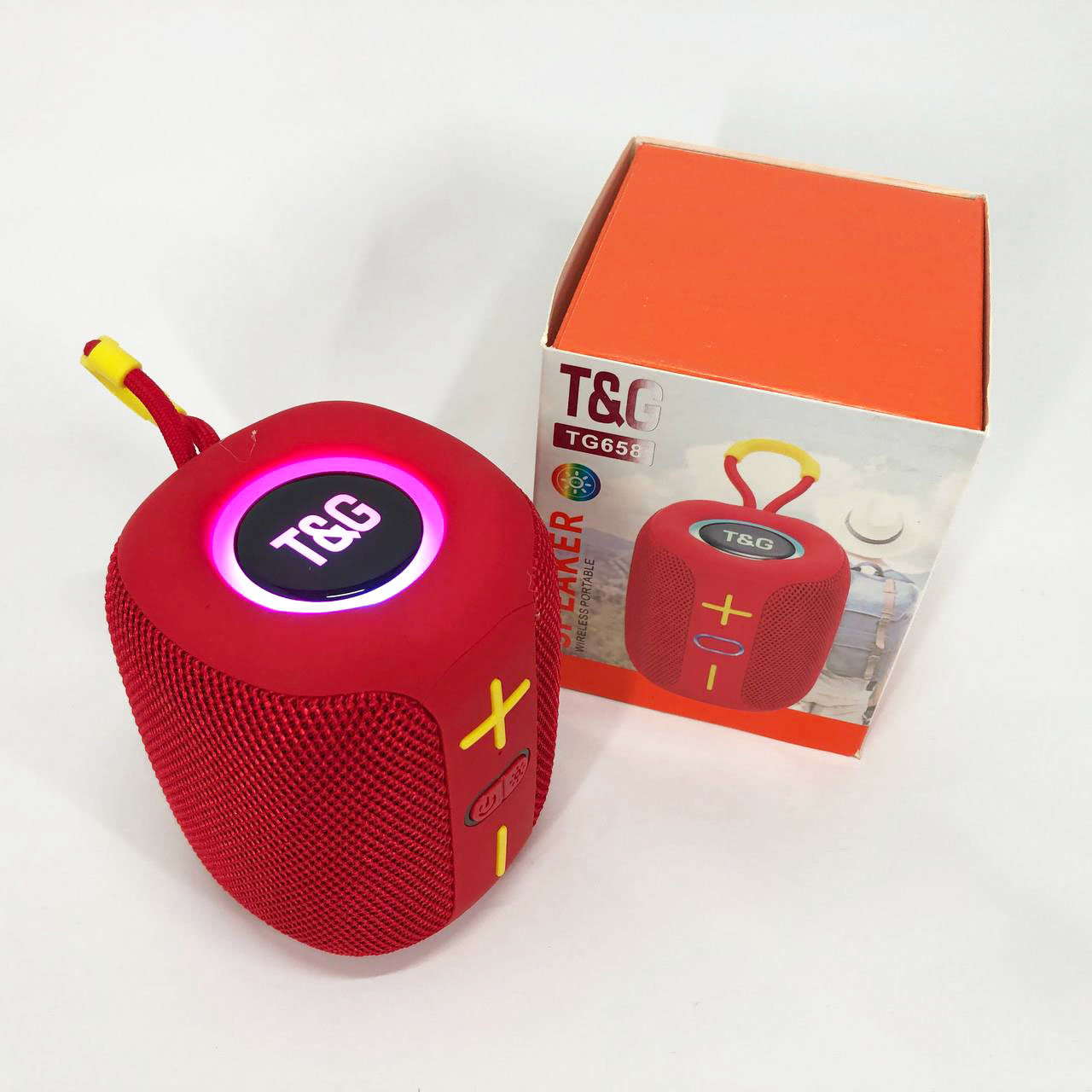 Портативна Bluetooth колонка TG658 8 Вт з RGB підсвічуванням, колонка для вечірки. Колір: червоний