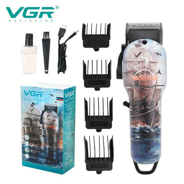 Акумуляторна машинка для стрижки VGR V-690 USB, нержавіюча сталь, підстригальна машинка