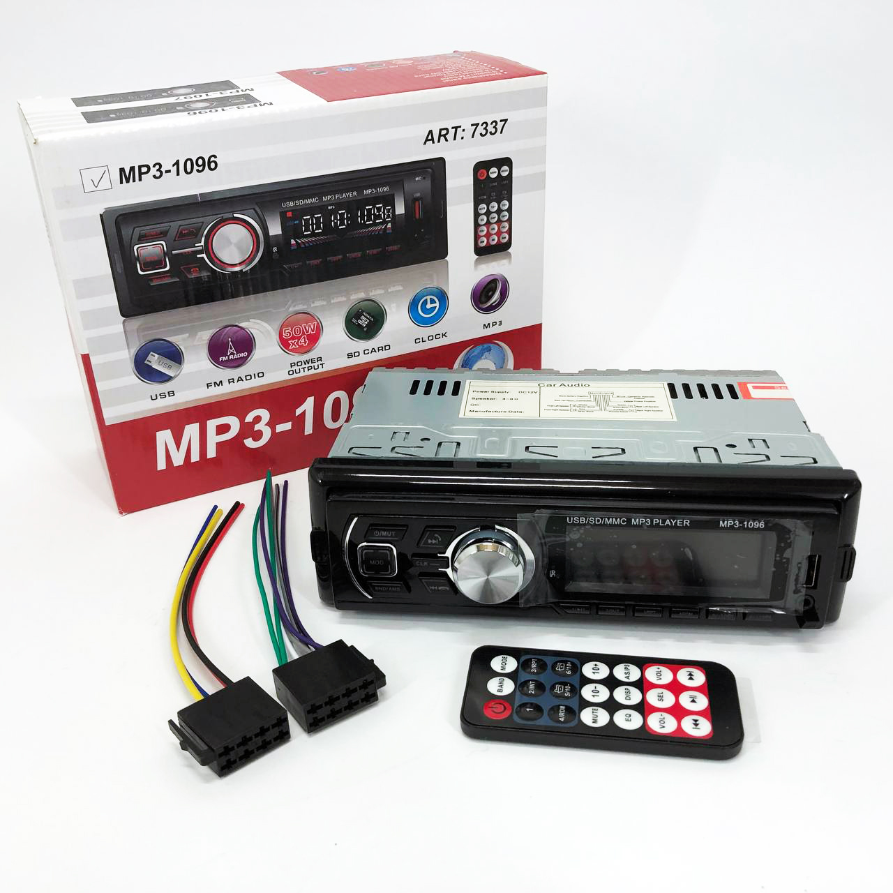 Автомагнітола MP3-1096 BT ISO зі знімною панеллю 4х50W, магнітофон для автомобіля