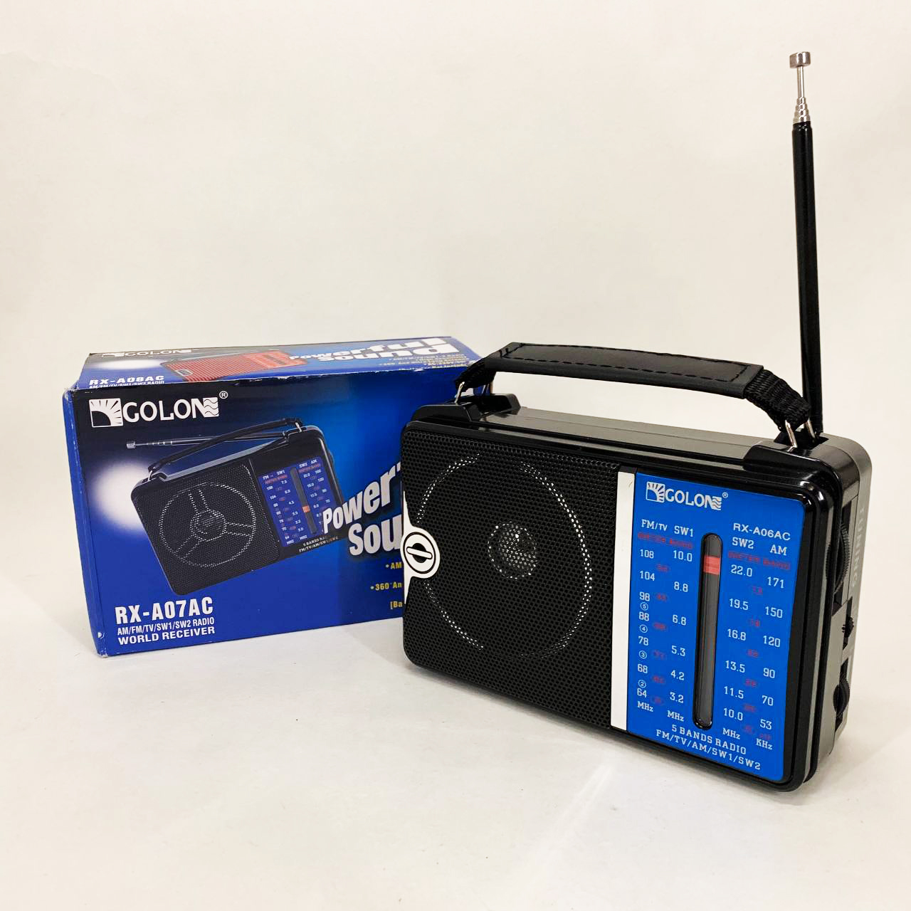 Портативний FM радіоприймач GOLON RX-A06 AC, акустична система, програвач від батарей та мережі