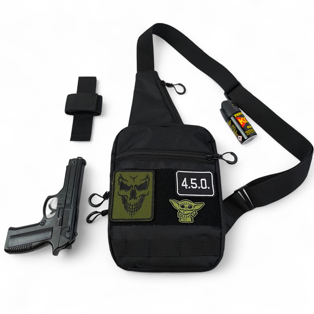 Тактична сумка на плече з кобурою, система MOLLE, патч‑панель, Cordura