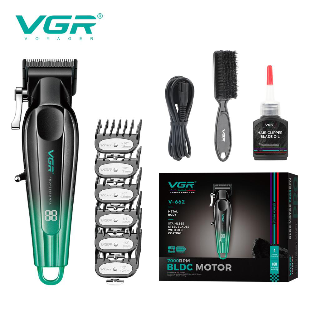 Акумуляторна машинка для стрижки VGR V-662, колір: зелений