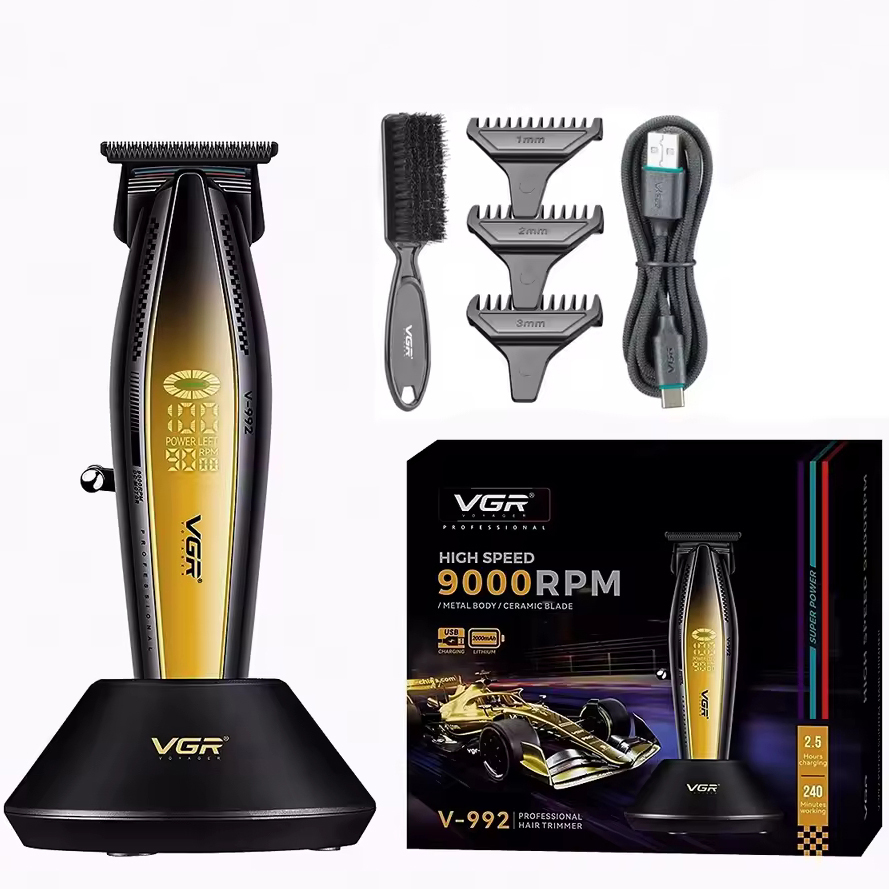 Машинка для стрижки волосся з потужним мотором XPRO VGR V-992 GOLD з насадками 1‑2‑3 мм