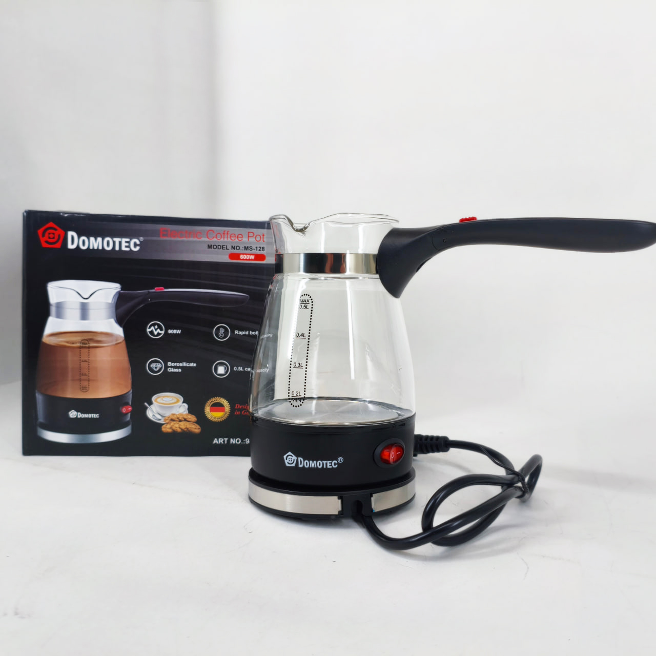 Кавоварка електрична турка 0,5 л 600 Вт нержавіюча сталь Domotec R-128