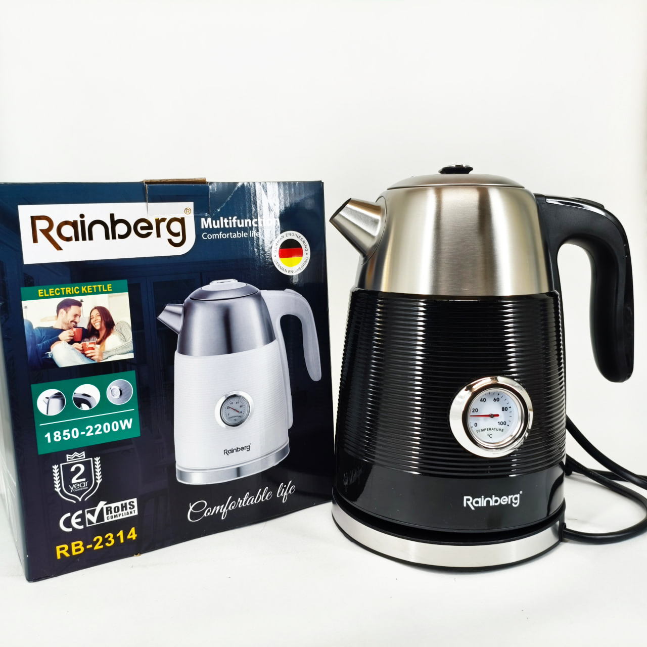 Електричний чайник з датчиком температури Rainberg RB-2314 Black