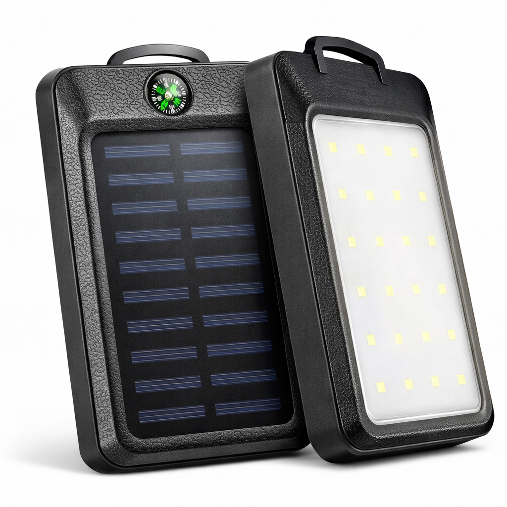 УМБ Power Bank Solar 18000 mAh мобільне зарядне з сонячною панеллю та лампою, Power Bank Charger Black