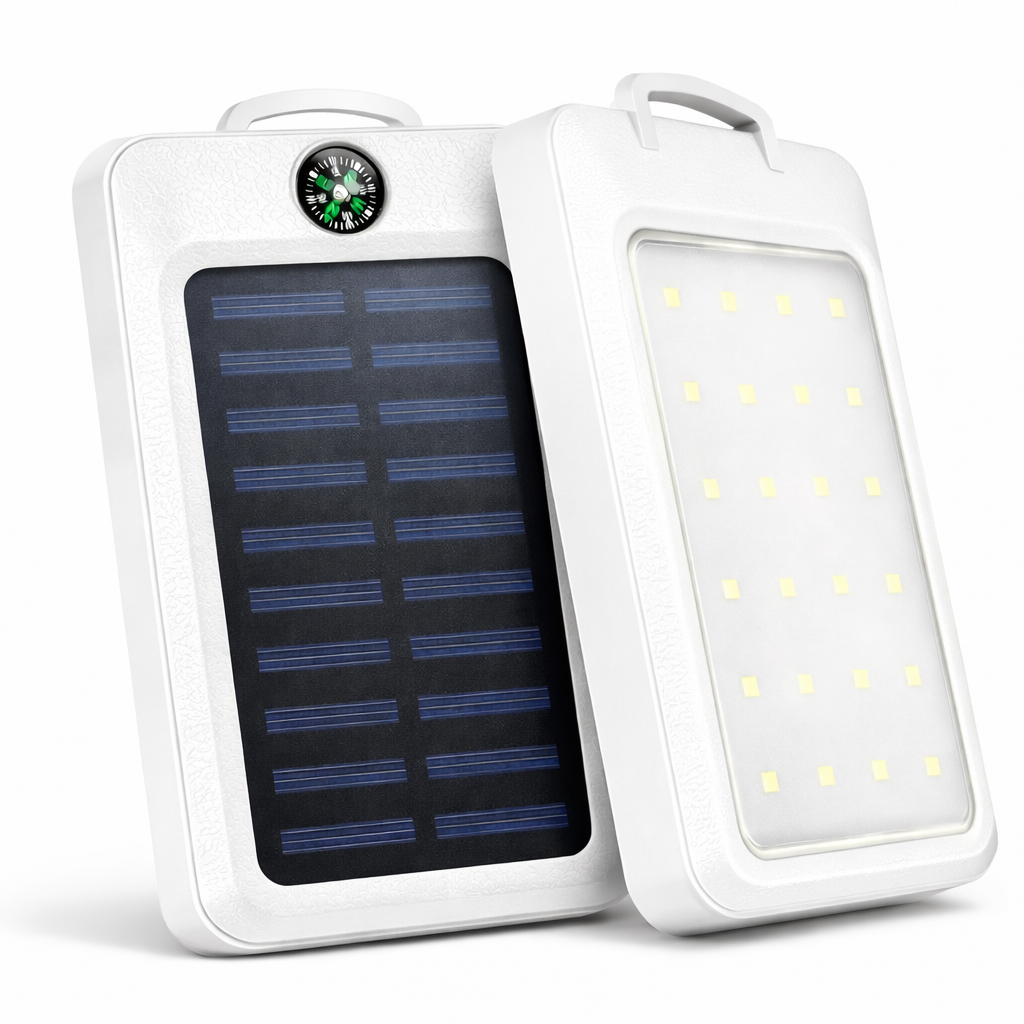 УМБ Power Bank Solar 18000 mAh – мобільне зарядне з сонячною панеллю та лампою, білий