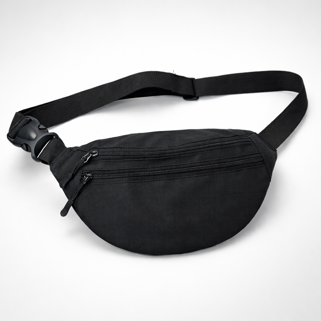 Чоловіча/жіноча бананка з Cordura 1000D, чорна, 3 відділення, водовідштовхувальна