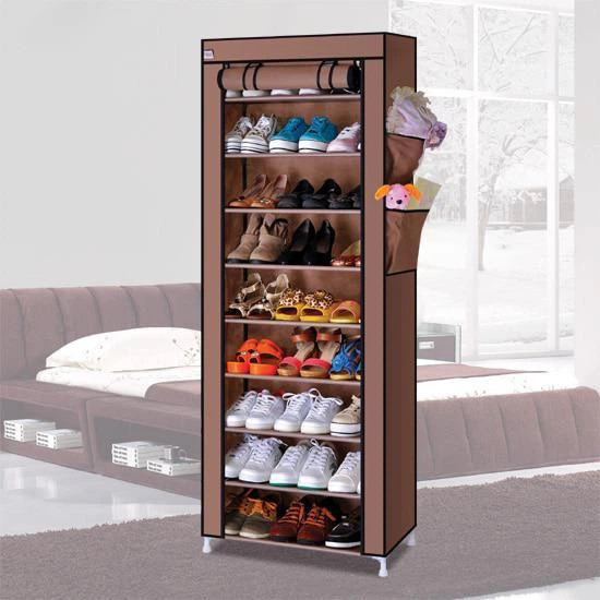 Тканинна шафа з полицями для одягу та взуття (58×30×158 см) Brown