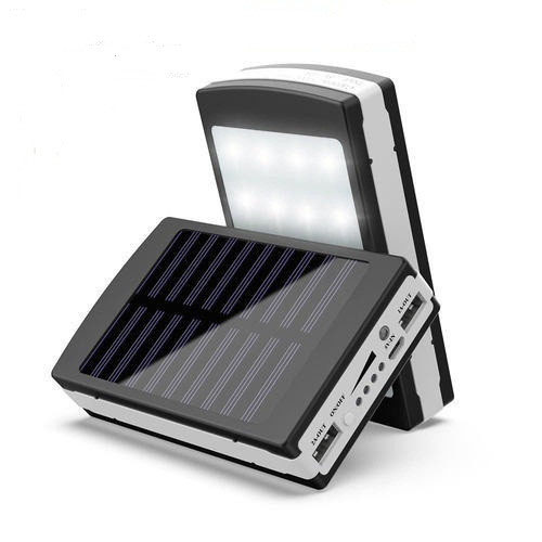 УМБ Power Bank Solar 40000 mAh мобільне зарядне пристрій із сонячною панеллю та лампою. Колір: чорний