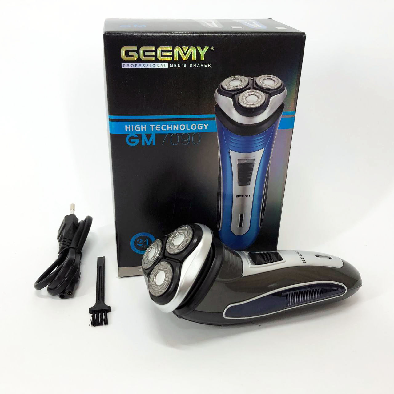 Електробритва GEEMY GM-7090 3 в 1 тример, бездротова електробритва, тример для вусів. Колір: синій