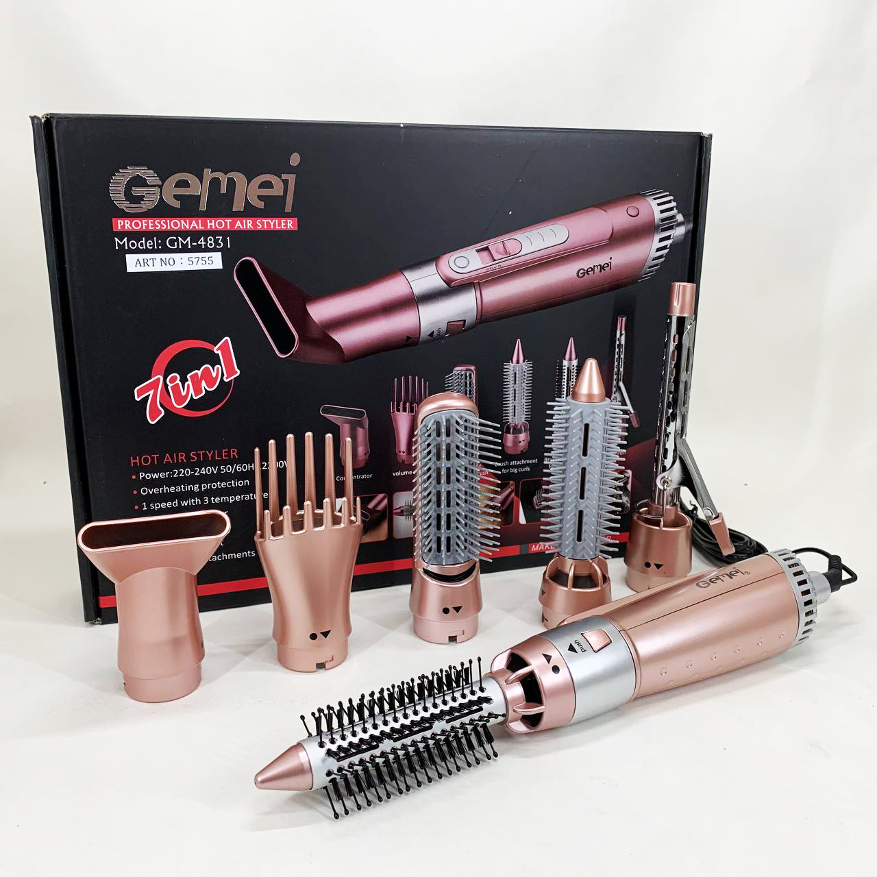 Щипці фен для волосся мультистайлер GEMEI GM-4831 7в1, класичний фен для волосся потужний для волосся