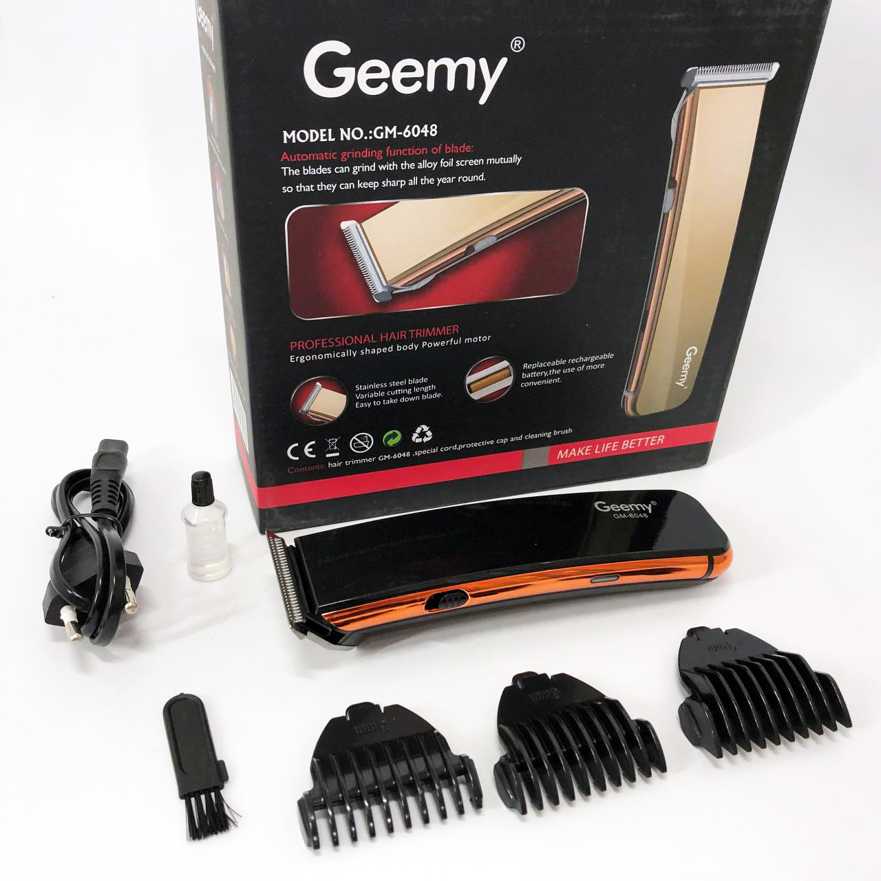 Машинка для стрижки GEMEI GM-6048, домашня машинка для стрижки, електробритва для голови. Колір: чорний
