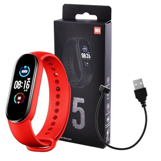 Фітнес‑браслет Smart Watch M5 Band Classic Black смарт‑годинник‑тре́кер. Колір червоний