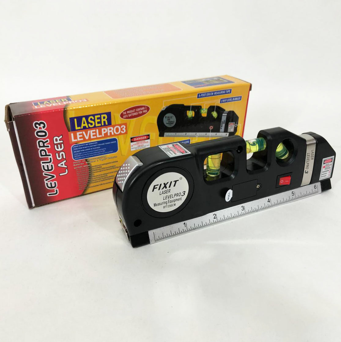 Лазерний рівень Laser Level Pro 3 з вбудованою рулеткою, високоточний лазерний рівень
