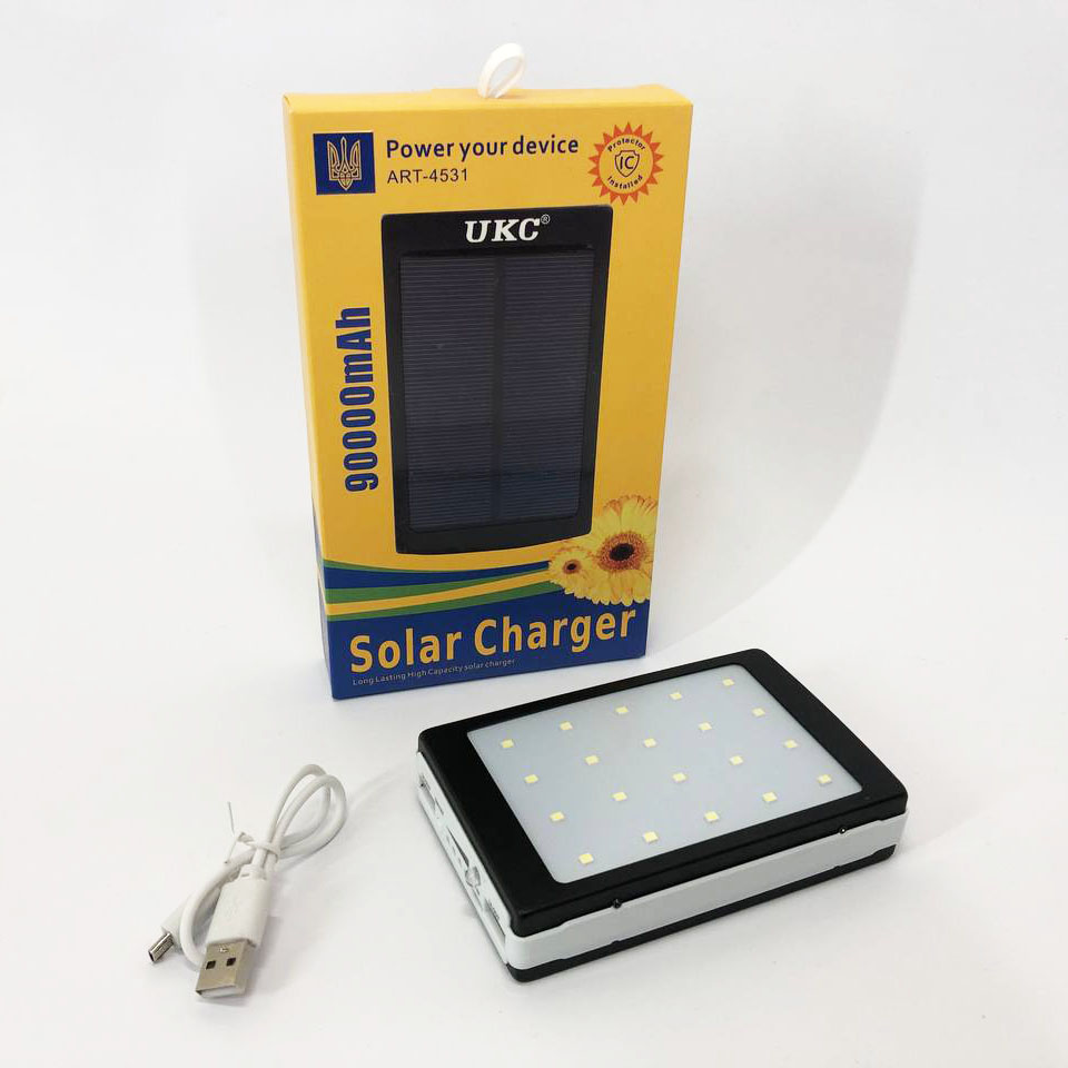 УМБ Power Bank Solar 90000 mAh мобільне зарядне з сонячною панеллю та лампою