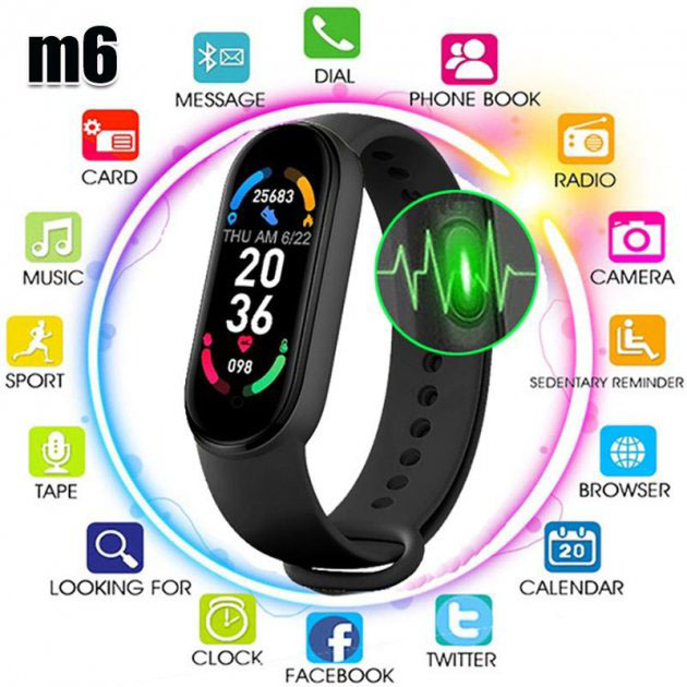 Фітнес‑браслет FitPro Smart Band M6 (смарт‑годинник, пульсоксиметр, пульс). Колір: чорний