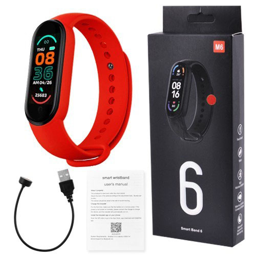 Фітнес‑браслет FitPro Smart Band M6 (смарт‑годинник, пульсоксиметр, пульс). Колір червоний
