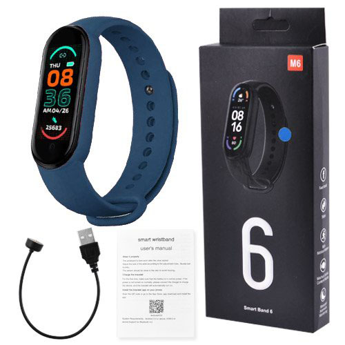 Фітнес‑браслет FitPro Smart Band M6 (смарт‑годинник, пульсоксиметр, пульс). Колір синій