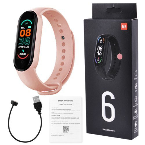 Фітнес‑браслет FitPro Smart Band M6 (смарт‑годинник, пульсоксиметр, пульс). Колір рожевий