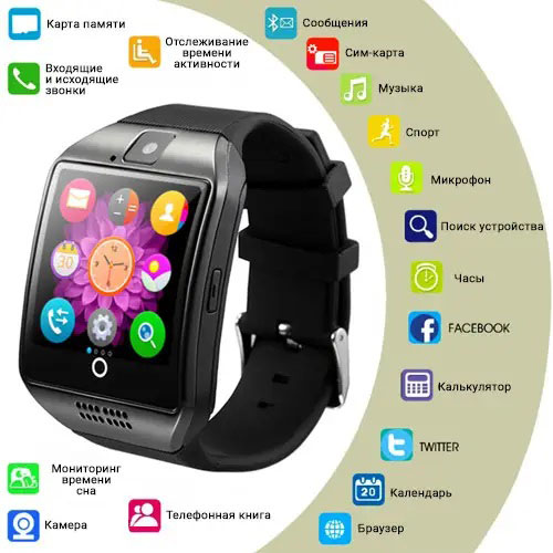 Смарт‑годинник Smart Watch Q18, колір чорний