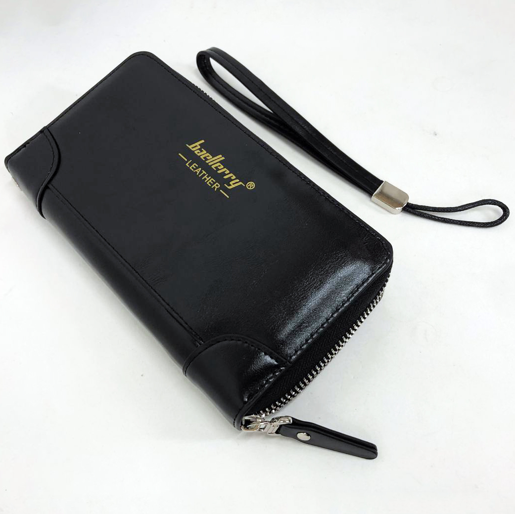 Шкіряний чоловічий гаманець Baellerry leather black, гаманець для карток. Колір: чорний